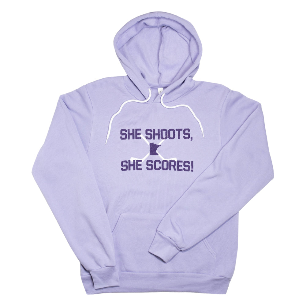 She Shoots, She Scores - Minnesota Hockey Hoodie - Northmade Co