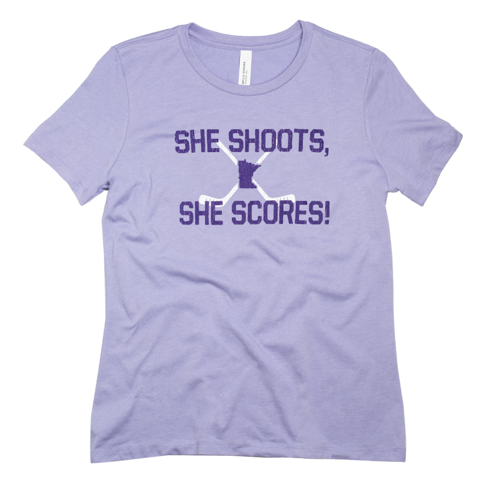She Shoots, She Scores Women's Relaxed - Minnesota Hockey T-Shirt - Northmade Co