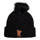 Minnesota 1858 Confetti Fleece Lined Knit Hat With Faux Fur Pom - Black