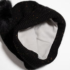 Minnesota 1858 Confetti Fleece Lined Knit Hat With Faux Fur Pom - Black