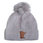 Minnesota 1858 Confetti Fleece Lined Knit Hat With Faux Fur Pom - Light Grey