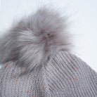 Minnesota 1858 Confetti Fleece Lined Knit Hat With Faux Fur Pom - Light Grey
