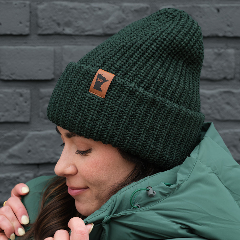 Minnesota 1858 Chunky Cuffed Beanie - Forest Green - Northmade Co
