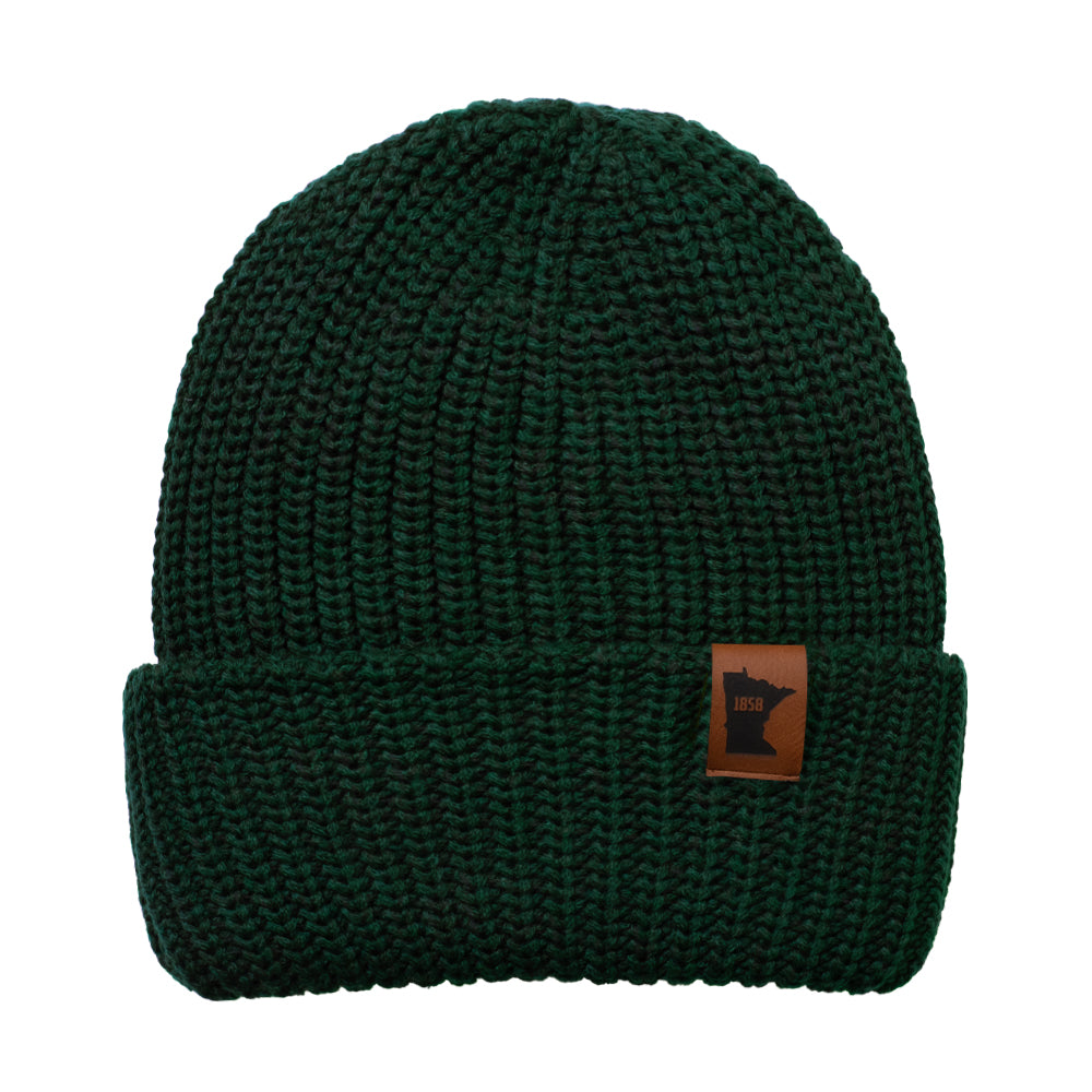 Minnesota 1858 Chunky Cuffed Beanie, Forest Green | Minnesota