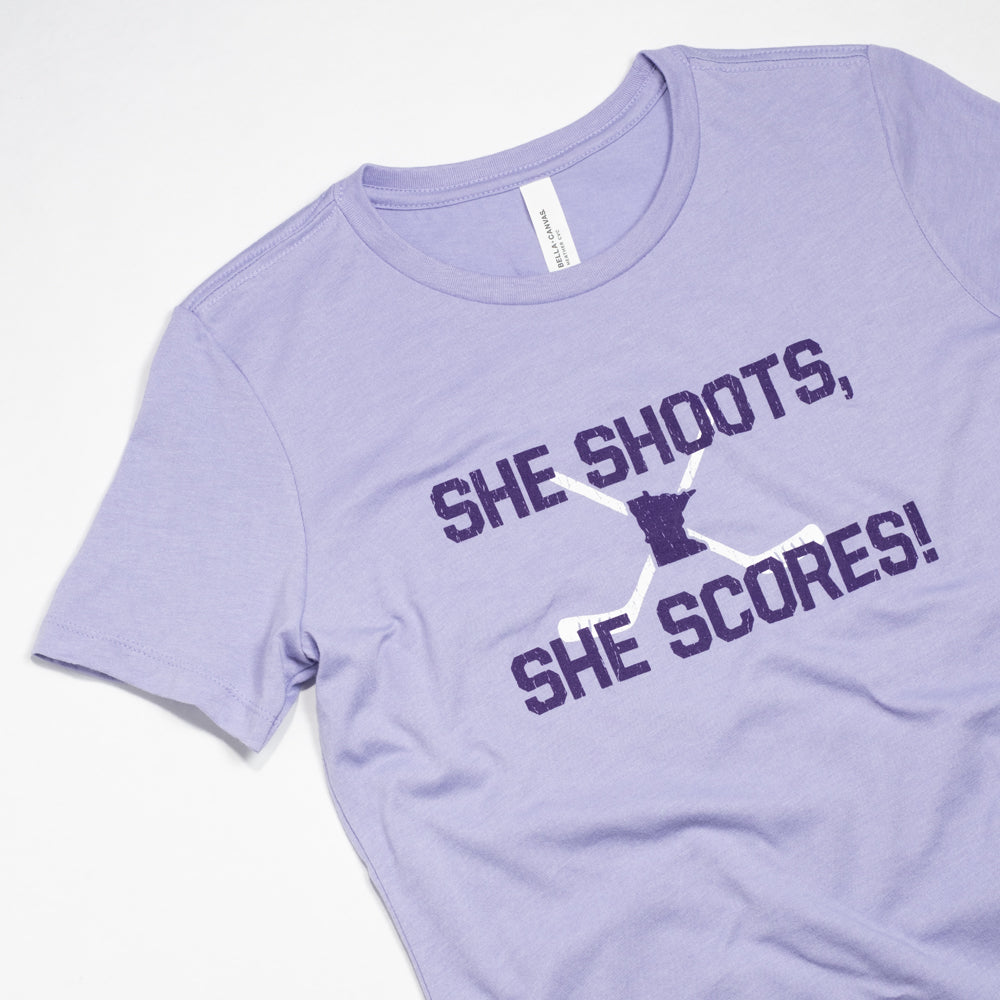 She Shoots, She Scores Women's Relaxed - Minnesota Hockey T-Shirt - Northmade Co