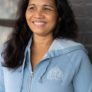 Three Pines Women's Hooded Sweatshirt- Misty Blue - Northmade Co