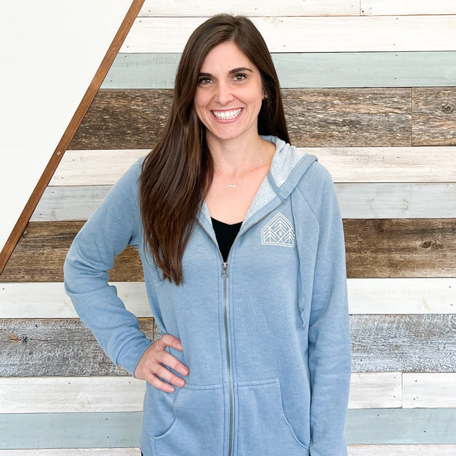 Three Pines Women's Hooded Sweatshirt- Misty Blue - Northmade Co